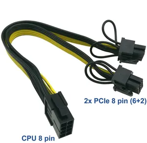 CPU ke GPU,CPU 8 Pin Female ke Dual PCIe 2X 8 Pin 6 + 2 Pin Male 8pin PCI-e Power PCI Express GPU Splitter Cable untuk kartu grafis