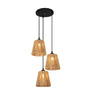 Luminaire suspendu carré en rotin avec hauteur réglable pour chambre à coucher, cuisine, salon