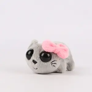 Sad Hamster Meme Big Eyes Hamster Pink Bow Cotton Plush Toys Grey Mouse Doll