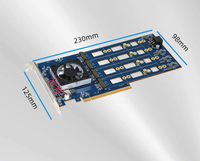 Carte adaptateur PCIe 4.0 PEX88048 à 8 baies pour SSD M.2 NVMe, double face, extension 2280/22110, refroidisseur actif, alimentation 6 broches, moulage privé