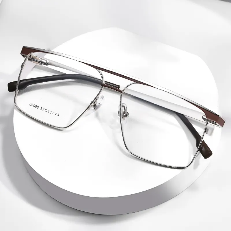 2022 new metal double beam frame flat lens fashion business men's high-definition glasses frame 5006