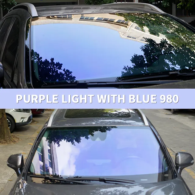 Vlt 85% Film kaca mobil warna biru 1m * 30m 1.52*30m gulungan kualitas tinggi Film pewarna jendela bunglon