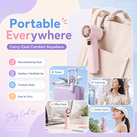 Ventilateur portable compact sans pales, pliable, alimenté par USB/solaire, en plastique, avec écran numérique, pour hôtel, bureau, usage extérieur