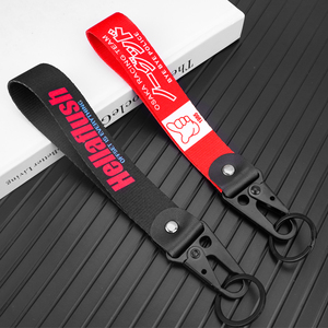 Personalized Durable Polyester Printed Strap Custom Zinc Alloy Carabiner Wristband Fabric Short Hook Motorcycle Keychain