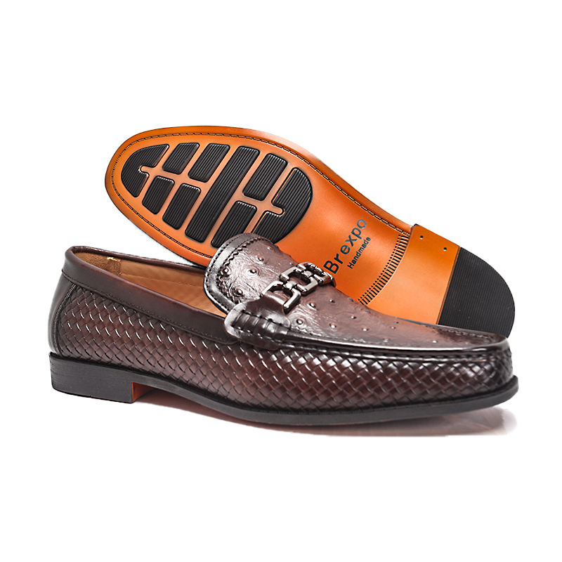 Factory Price Men New Business Formal Shoe Handmade Ostrich Pattern High  Quality Wedding Party Genuine Leather Office Style Shoe