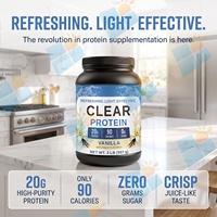 Poudre de protéines transparente avec formule d'isolat de lactosérum, 20 g de protéines pour boisson nutritionnelle sportive faible en calories, sans sucre, étiquette privée OEM