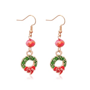 Pendientes de botón creativos y de moda con diseño de árbol de Navidad, copo de nieve, alce y campana, bonitos, de aleación con diseño de aceite goteante, para fiestas - Product Image 5