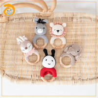 Hochet pour bébé fait main, créatif, tricoté à la main au crochet, motifs Lion, Éléphant, Ours, Élan, jouet pour enfant, hochet de dentition, cadeau