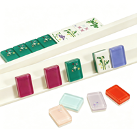 Mahjong en acrylique double couche de qualité supérieure, thème imprimé personnalisé, étiquette OEM prise en charge, ensemble de jeu de société pour 4 joueurs