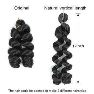 Italian Curl Extension de cheveux synthétiques au crochet <span class=keywords><strong>Coiffure</strong></span> courte Boho pour les femmes noires Loose French Curl Box Tressage - Product Image 3