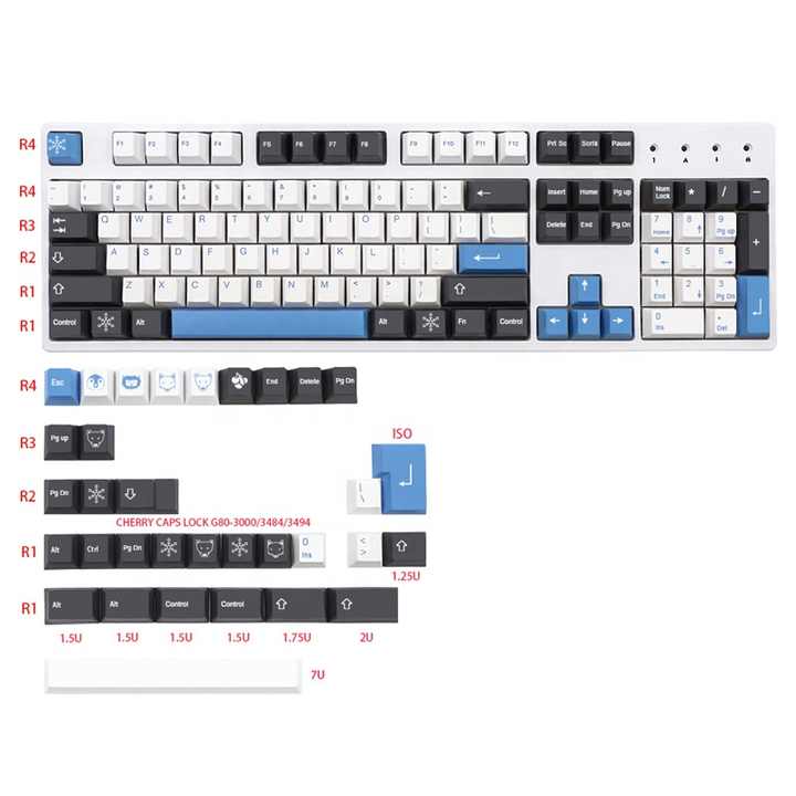 GMK アークティックサークルテーマ PBT 五面昇華チェリーハイトキー