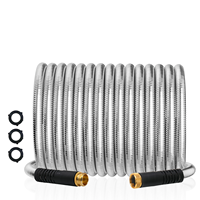 Tuyau d'arrosage en métal 75FT, tuyau d'arrosage en acier inoxydable 304 Kink Free Flexible Light Outdoor Water Hose