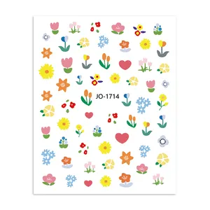 JO personalizza Summer Rose fai da te decalcomania per unghie foglie adesivo floreale decorazione per Nail Art adesivi colorati con Design floreale per salone di bellezza