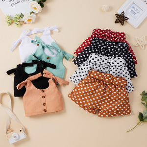 Wholesale Summer Two Piece Baby Girls Sleeveless <b>Toddler</b> Kids Clothes Outfits Cute Little Girls Knitted Boutique Clothing Sets - Product Image 2