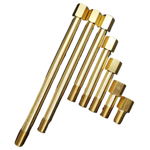 Sambungan Pipa <span class=keywords><strong>Nipple</strong></span> Kuningan BSP Female ke Male 1/8 inci, 1/4 inci, 3/8 inci x Panjang 35-300mm untuk Sistem Pendingin Cetakan - Product Image 1