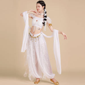 Disfraz de Danza del Vientre de <span class=keywords><strong>Bollywood</strong></span> Indio con Mariposa 3D Blanca Pura para Mujer, Estilo Princesa Jasmine - Product Image 1