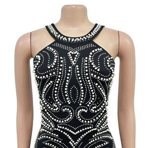Robes longues sans manches fendues et dos nu pour femmes, tendance, avec strass - Product Image 6