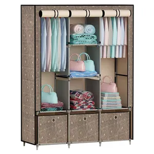 Home Furniture Simple Designs Amoires Storage Collapsible Wardrobe Organizers Folding Cabinet Foldable Fabric Closet Wardrobe