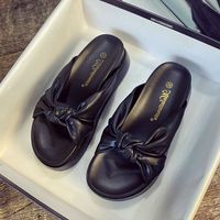 Sandales à plateforme pour femmes, tissu en microfibre, bout ouvert noué, chaussures décontractées d'été confortables pour femmes, semelle intermédiaire en EVA, tailles 31-44