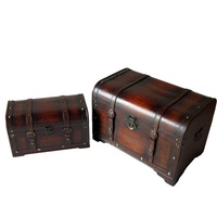 Style Antique Décoration de La Maison Europe Pin Bois Contreplaqué Pirate Coffre Au Trésor Vintage En Bois Bijoux Boîte De Rangement