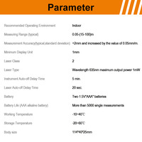 Télémètre laser personnalisable avec une précision de ±2 mm et une portée pour la mesure laser, avec calcul de surface et de volume