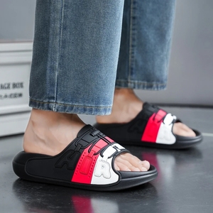Zapatillas para hombre, zapatillas modernas de línea recta, toboganes de baño de aire para el hogar interior, zapatillas de playa para deportes al aire libre, zuecos de suela blanda - Product Image 4