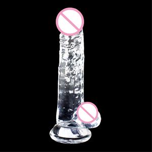 Consolador totalmente transparente con textura de cristal para niña, Juguetes sexuales para adultos, masturbadores - Product Image 1