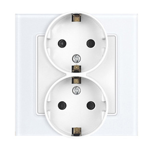 Prise double standard européenne russe, panneau en verre trempé blanc, boîte de montage ronde 86x86mm - Product Image 4