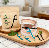Fil dentaire compostable en PLA de maïs, cire végétale, pour soins bucco-dentaires familiaux, avec flacon en verre, nettoyage des dents OEM, approvisionnement direct usine