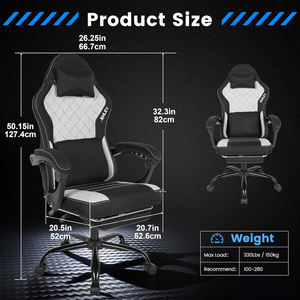 Chaise de jeu moderne, chaise de jeu PC personnalisée de luxe, chaise de jeu pivotante de conception moderne, chaise d'ordinateur confortable en tissu avec repose-pieds - Product Image 6