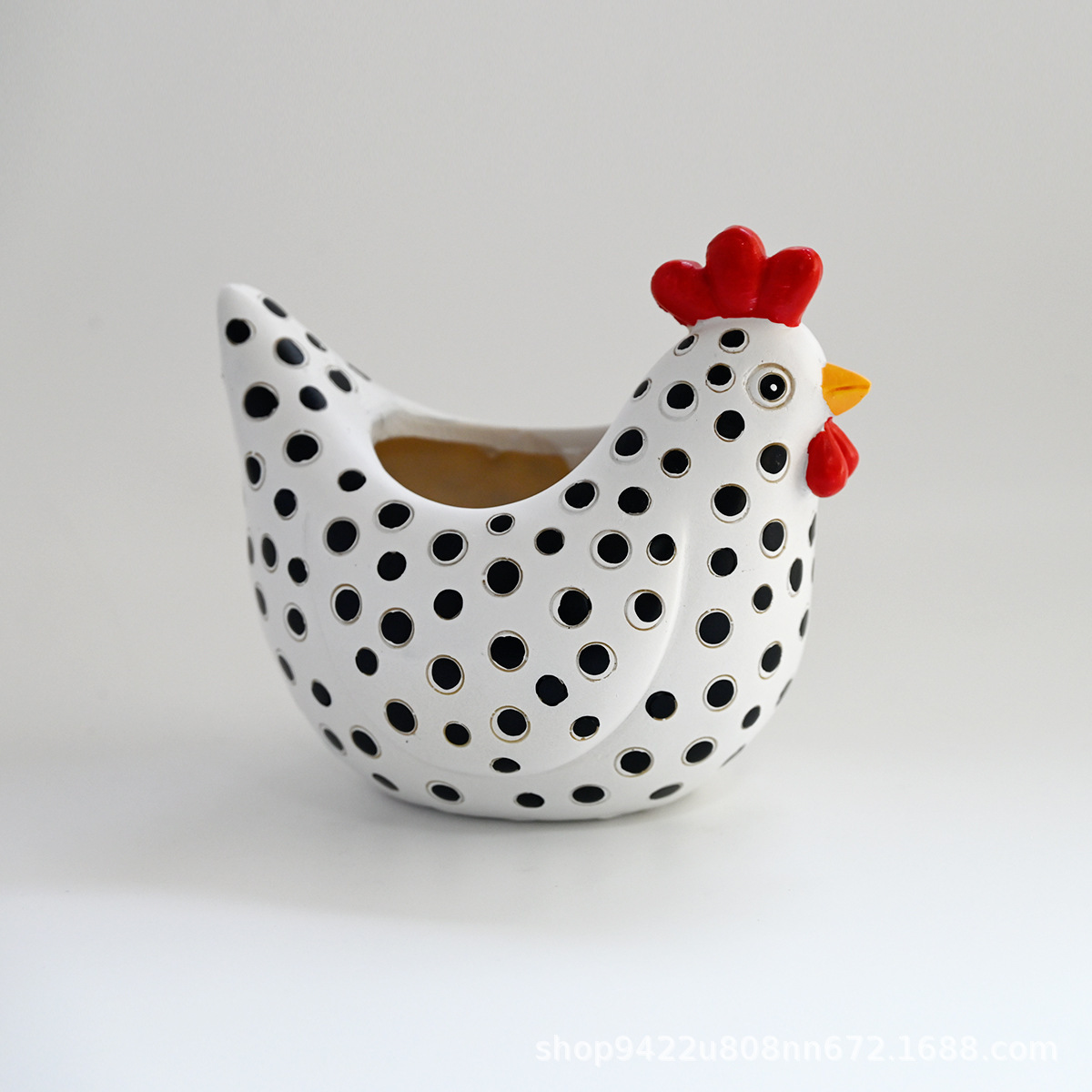 Pollo de lunares blancos