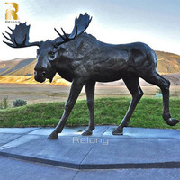 Statue de renne en bronze de grande taille RELONG, sculpture animale en métal de haute qualité, personnalisée pour les zones scéniques naturelles en plein air