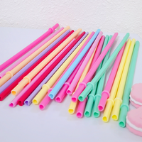 Pailles à boire rondes en plastique rigide PP pour la Saint-Valentin, accessoires de bar écologiques réutilisables