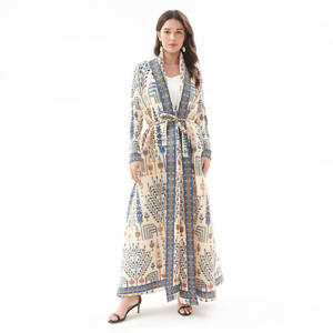 <span class=keywords><strong>Abaya</strong></span> Miyake 2025 alla Moda con Motivo Fair Isle, Plissettata, Aperta sul Davanti, Stile Vintage, Cappotto Lungo da Donna - Product Image 6