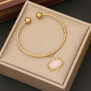 G4274 venta al por mayor ajustable Ojo Azul brazalete chapado en oro azul ojo brazaletes joyería con ojo de la suerte moda encanto regalos - Product Image 5