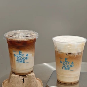 Vasos Desechables de PET de Pared Simple de 12 oz para Bebidas Frías con Tapa Impresa Personalizada de 98 mm de Diámetro, Vasos de Plástico con Tapa de Tamaño Personalizado - Product Image 4