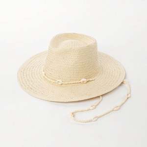 Sombrero de Paja para Mujer, con Borde de Cadena de Conchas, para Playa, Verano, Protección Solar, a la Moda - Product Image 2