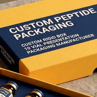 Boîte rigide personnalisée jaune avec couvercle et base pour 10 flacons de peptides, en carton éponge, impression offset, soins personnels
