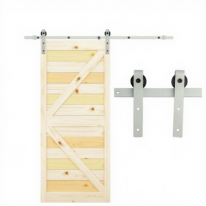 WEKIS Heavy-Duty 6.6ft/2m I-Shape <b>Barn</b> <b>Door</b> <b>Hardware</b> Kit Single Double Track Bypass Bracket Industrial Steel 120KG Capacity 3mm - Product Image 1