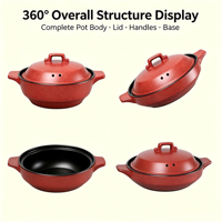 Casserole en céramique de style japonais rétro de 4,2 L avec couvercle en céramique, résistante à la chaleur, antiadhésive, compatible avec les cuisinières à induction et à gaz, ensemble de casseroles