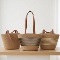 Sac à bandoulière rayé grande capacité à prix de gros, sac de plage tissé en coton, sac fourre-tout pour femme, sacs à main