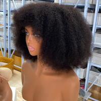 Perruque Bob Courte Afro Frisée Kinky 4C en Cheveux Brésiliens Remy, Sans Colle, Faite à la Machine, Densité 280%, Couleur Naturelle pour Femmes Noires
