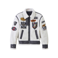 Veste bomber en peau de mouton Duhan D-25505, veste en fourrure de mouton à grain blanc, veste en fourrure de mouton à grain blanc tendance