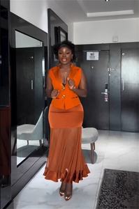 Turuncu Mermaid abiye ile dantel zarif siyah kızlar balo elbise saten artı boyutu doğum günü resmi parti özelleştirilmiş elbiseler - Product Image 4