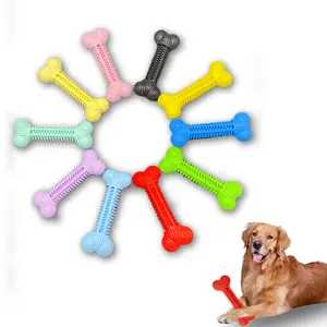 Juguetes para masticar con forma de hueso de perro patentado TPR TPE de goma de nailon con diseño de Golf multicolor personalizado de tienda de mascotas para limpieza de dientes de perro