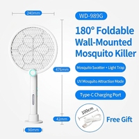 Qualitell – Nouvelle raquette électrique anti-moustiques rechargeable avec poignée rotative à 180 degrés en plastique solide – Vente chaude de l'été