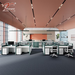 Estación de Trabajo Moderna de Aleación de Aluminio Azul Verdoso con Superficie de Madera, Ecológica, con Almacenamiento, <span class=keywords><strong>Escritorio</strong></span> <span class=keywords><strong>para</strong></span> Personal, Cubículo de Oficina, Uso Comercial Duradero - Product Image 2