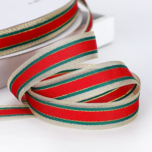 Pita Natal Benang Emas Merah Hijau 10-38Mm Strip Dekorasi DIY Bunga Kue Pembungkus Buket Pernikahan Pita Kemasan Hadiah - Product Image 5