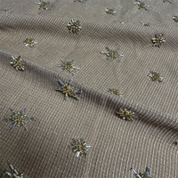 Tissu en velours tricoté 100 % polyester brodé de perles SZ-1476, exquis, pour robes de mariée, vêtements pour filles et sacs
