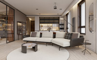 Desain Interior Konsep Apartemen Hotel Mewah Tata Letak 2D CAD Visualisasi Dekorasi Render 3D